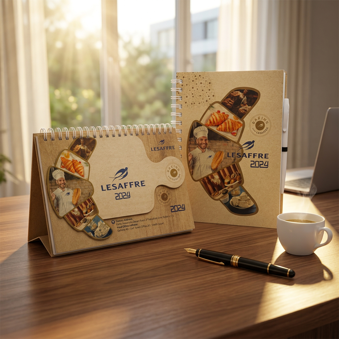 2024 calendar on wooden desk