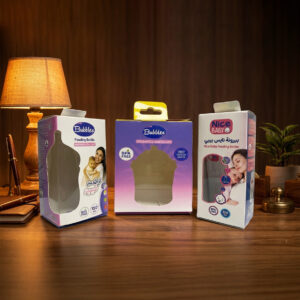 Three baby feeding bottles packaging
